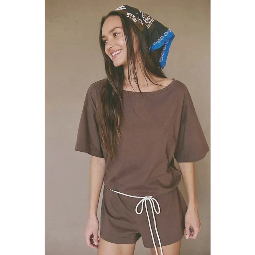 NEW FREE PEOPLE FREE-EST CARAFE BROWN MONET ROMPER SZ XS